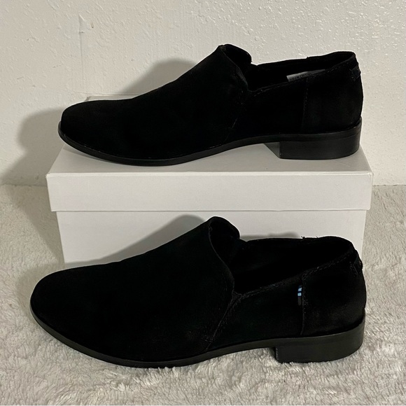 Toms Shaye Low Black Suede Loafers Women’s Size 9 Slip On - Picture 2 of 11